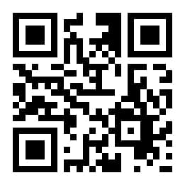 A black-and-white QR code (square matrix barcode) with three finder patterns in the corners.