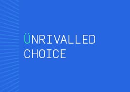 Bright blue gradient banner with subtle left-edge rays and the white uppercase text UNRIVALLED CHOICE.